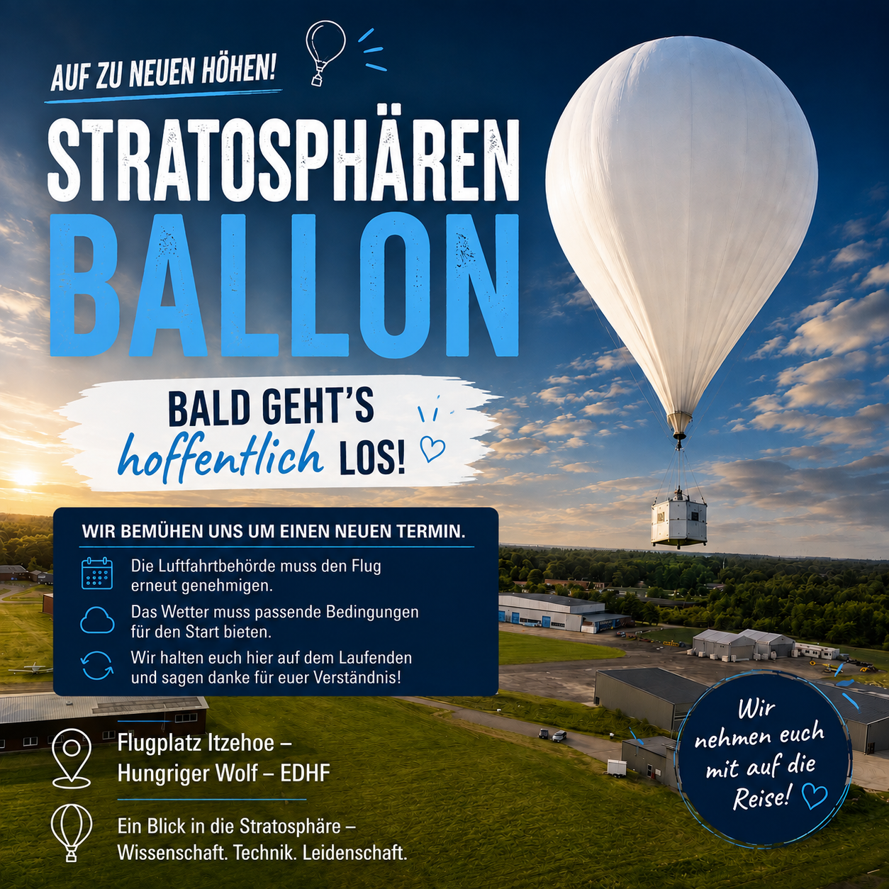 Der Stratosphärenballon muss noch etwas warten